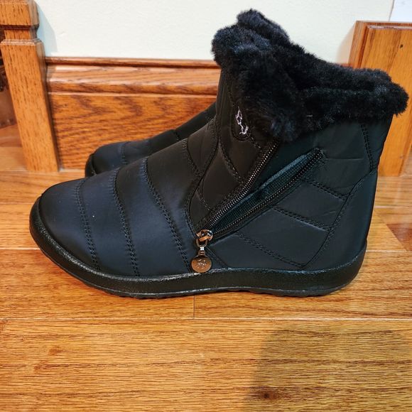 BJ Womens Slip On Zipper Quilted Boots US Size 41 Black - Picture 2 of 12